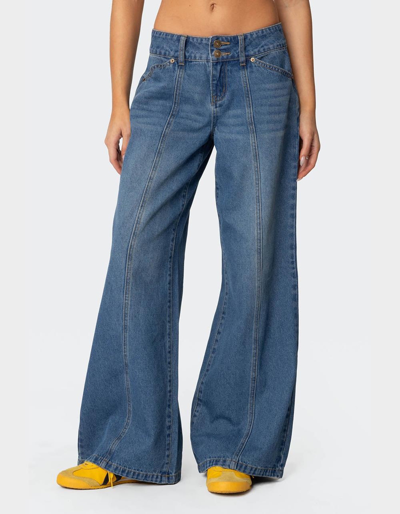 EDIKTED Charlie Panel Stitch Low Rise Jeans image number 0