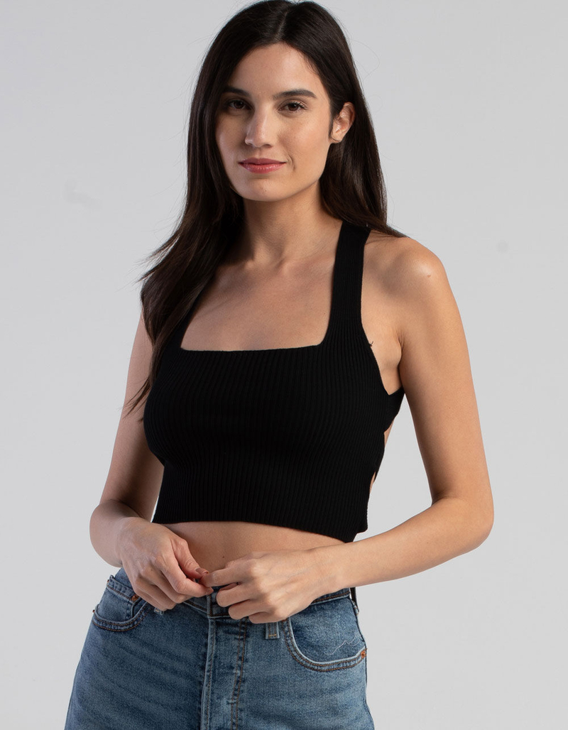 LOVE TREE Open Back Square Neck Womens Tank Top image number 1