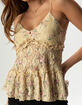 MADDEN GIRL Womens Printed Lace Babydoll Top image number 5