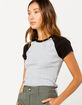 FULL TILT Ribbed Raglan Black & Gray Womens Tee image number 2