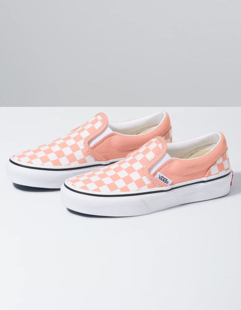 VANS Checkerboard Classic SlipOn Girls Salmon & White Shoes SALMO