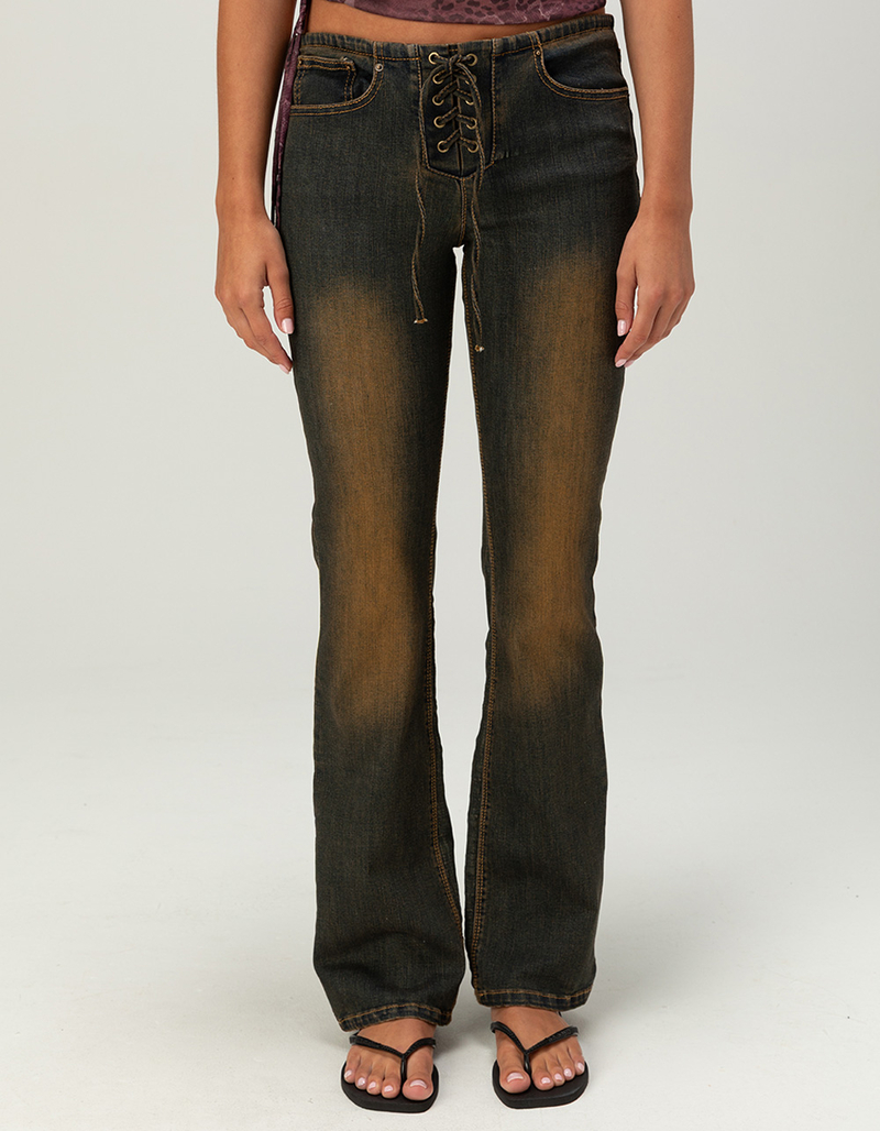 WEST OF MELROSE Low Rise Lace Up Womens Bootcut Jeans image number 1