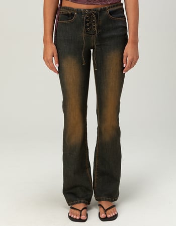 WEST OF MELROSE Low Rise Lace Up Womens Bootcut Jeans Alternative Image