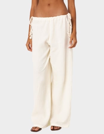 EDIKTED Leoni Side Tie Cotton Gauze Pants Primary Image