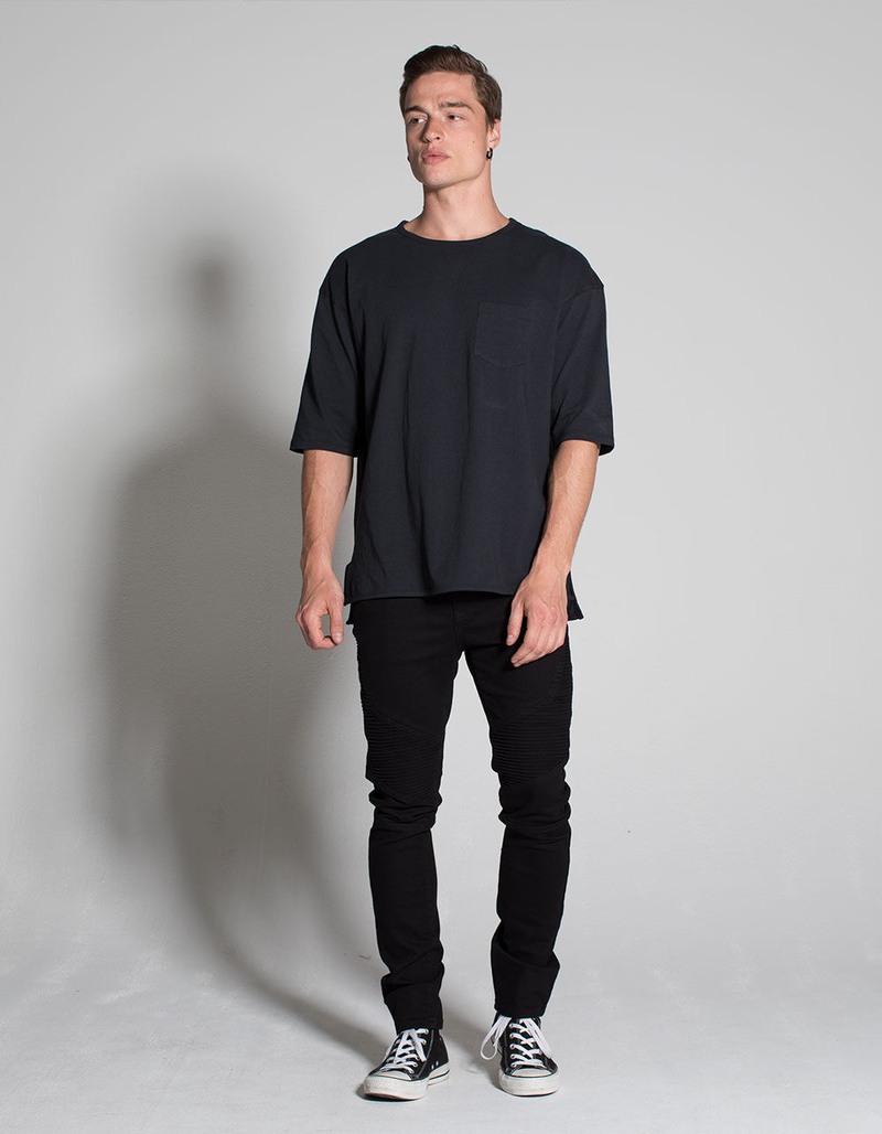 RSQ Seattle Moto Black Mens Skinny Taper Jeans image number 4