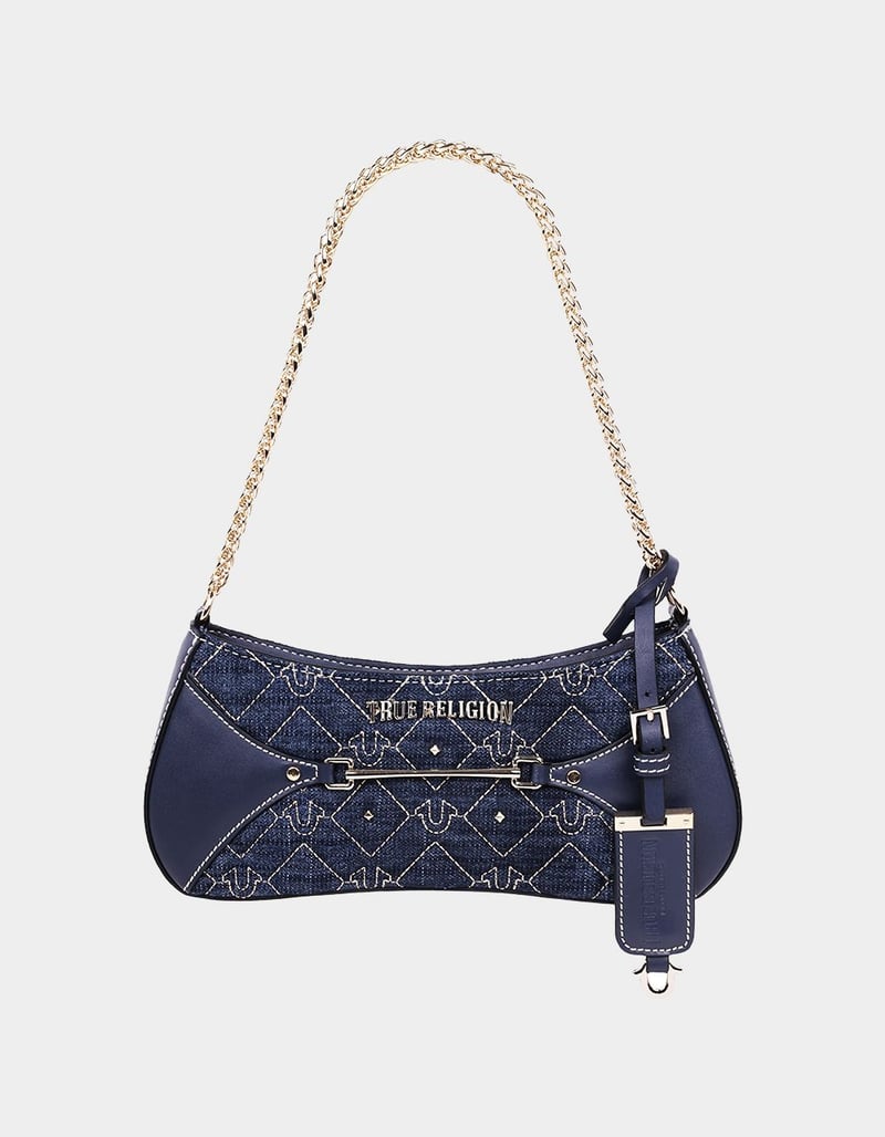 TRUE RELIGION Studded Denim Chain Shoulder Bag image number 0