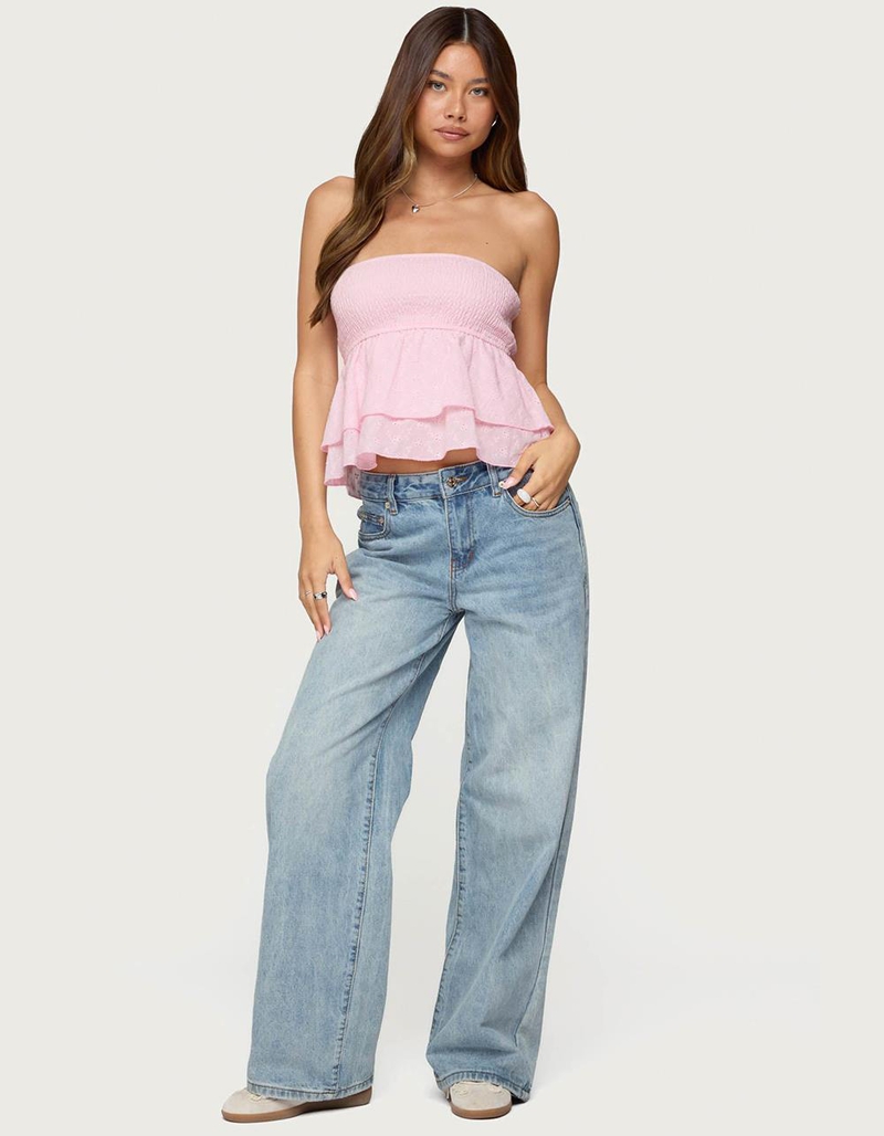 EDIKTED Toria Ruffled Eyelet Strapless Top image number 2