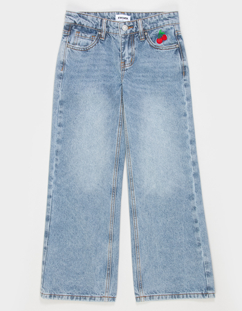 RSQ Girls Embroidered Cherry Pocket Wide Leg Jeans Alternative Image