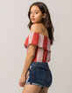 SKY AND SPARROW Ruffle Stripe Womens Tube Top image number 2