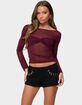 EDIKTED Oona Sheer Gathered Long Sleeve Top image number 1