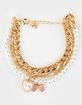 FULL TILT Heart & Bow Pearl Charm Bracelet image number 1