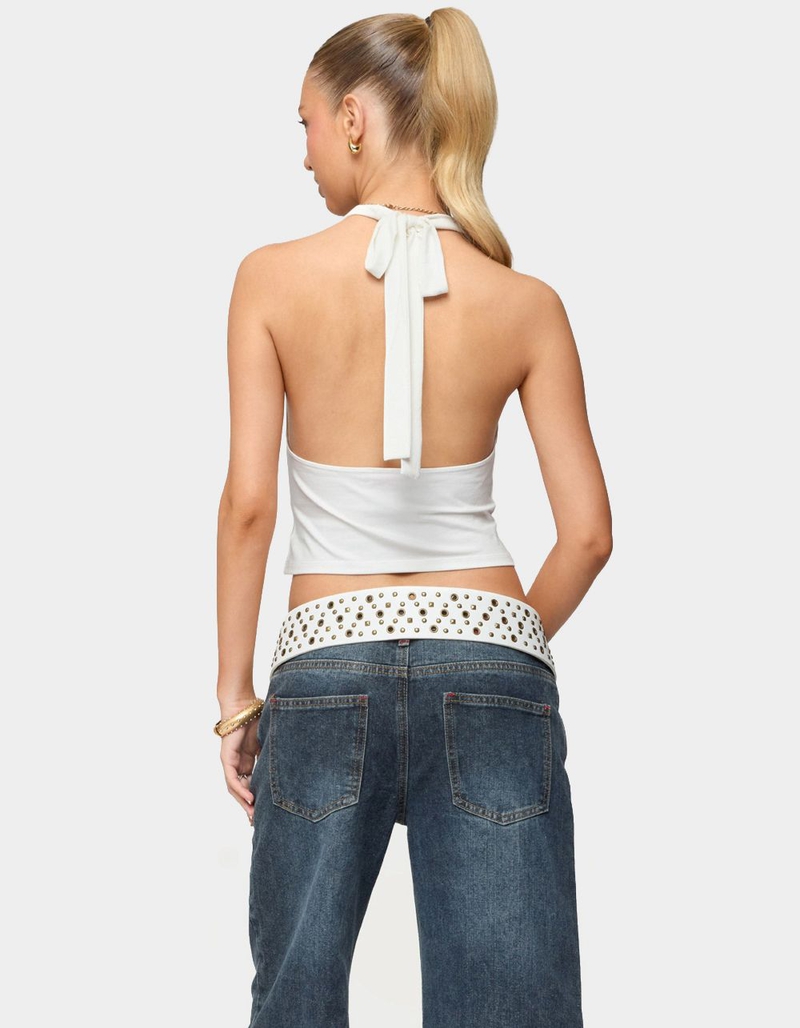 EDIKTED Hook & Eye Cowl Neck Halter Top image number 2