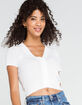 WEST OF MELROSE Knit Wit Ribbed Button Front Womens White Top image number 1