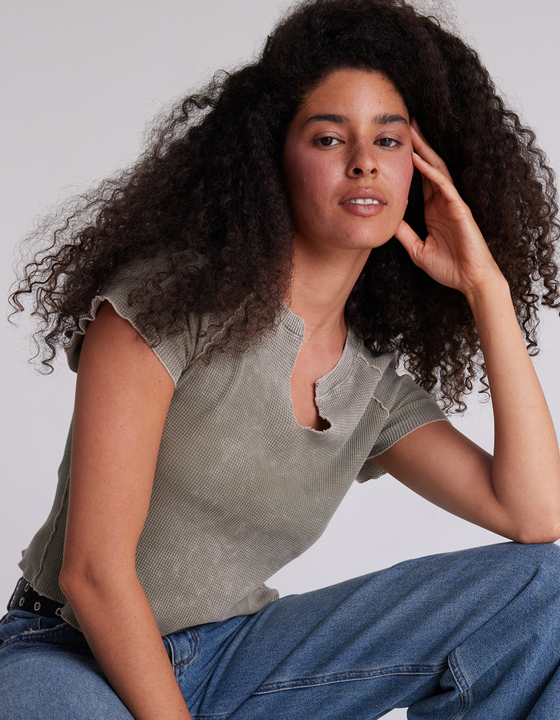 FULL TILT Notch Washed Womens Thermal Top image number 0