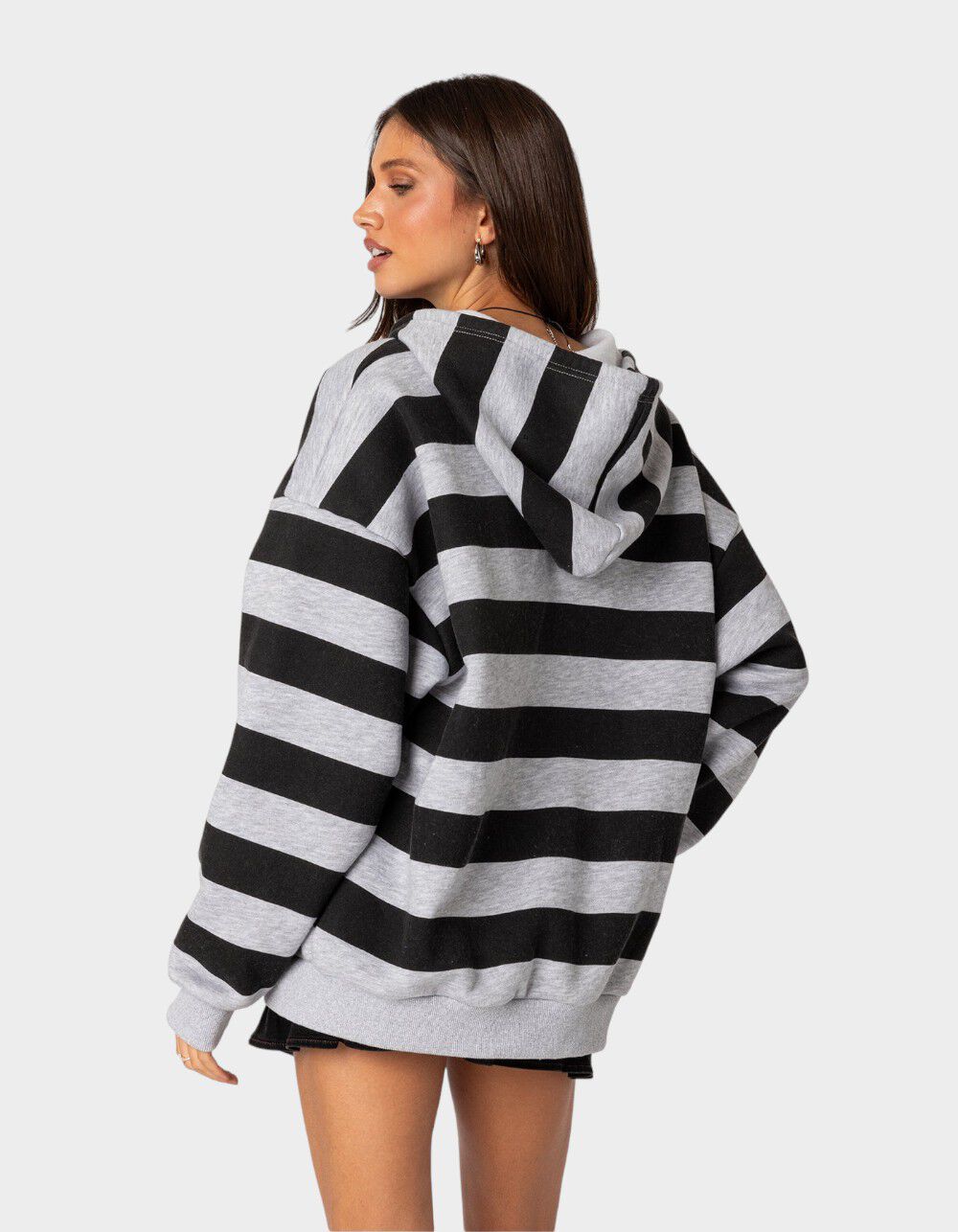 EDIKTED Maritza Oversized Zip Up Hoodie - GRAY | Tillys