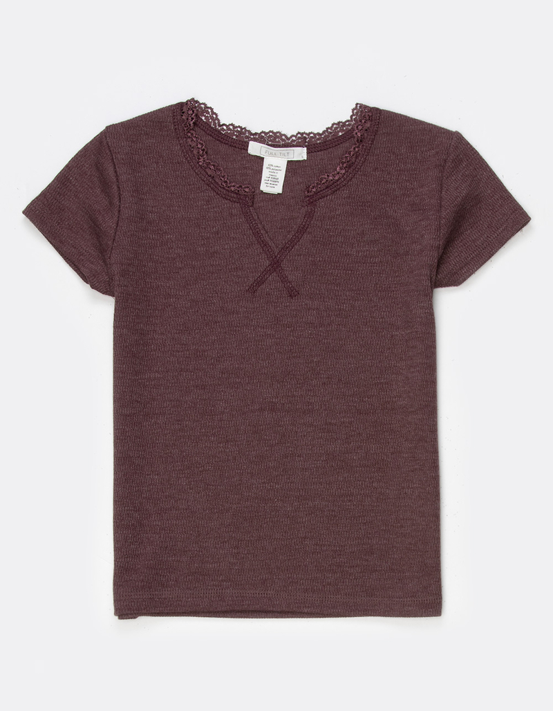 FULL TILT Washed Notch Neck Girls Top image number 0