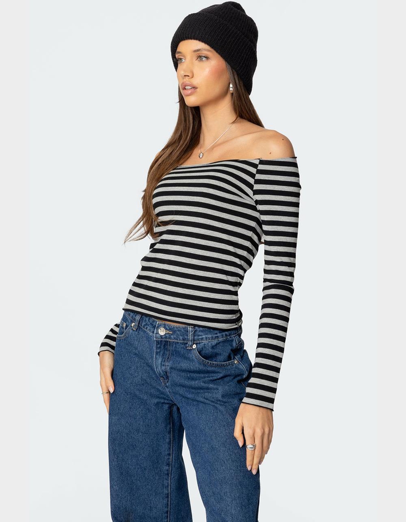 EDIKTED Nelligan Striped Off Shoulder Top image number 1