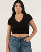 FULL TILT Essentials Womens V Neck Rib Tee image number 5