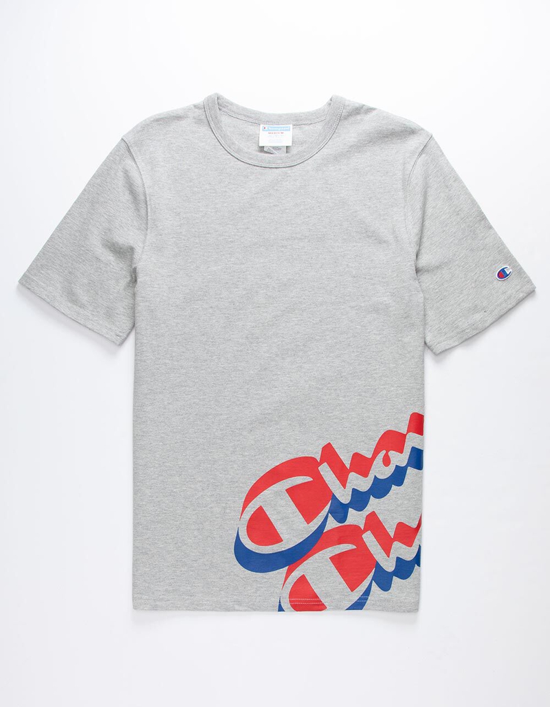 CHAMPION Panel Script Gray Mens T-Shirt image number 0