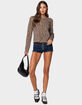 EDIKTED Zipped Up Denim Micro Shorts image number 2