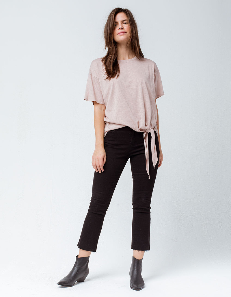 TRES BIEN Oversized Tie Front Mocha Womens Tee image number 3