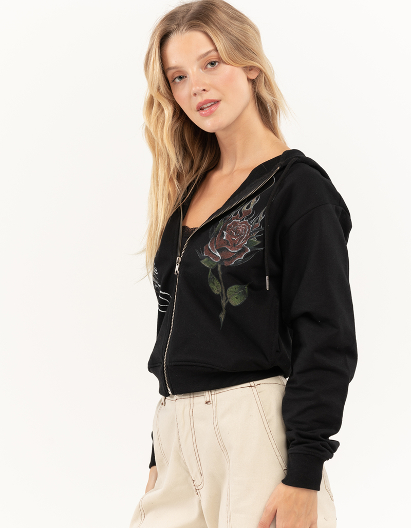 FULL TILT True Love Womens Zip-Up Crop Hoodie image number 1