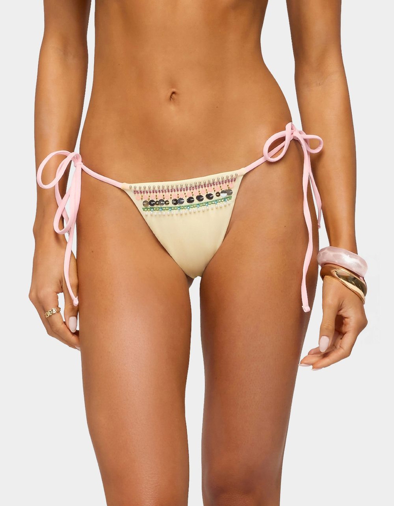 EDIKTED Tarah Beaded String Bikini Bottoms image number 0