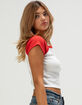 RIOT SOCIETY Embroidered Hibiscus Womens Raglan Tee image number 3