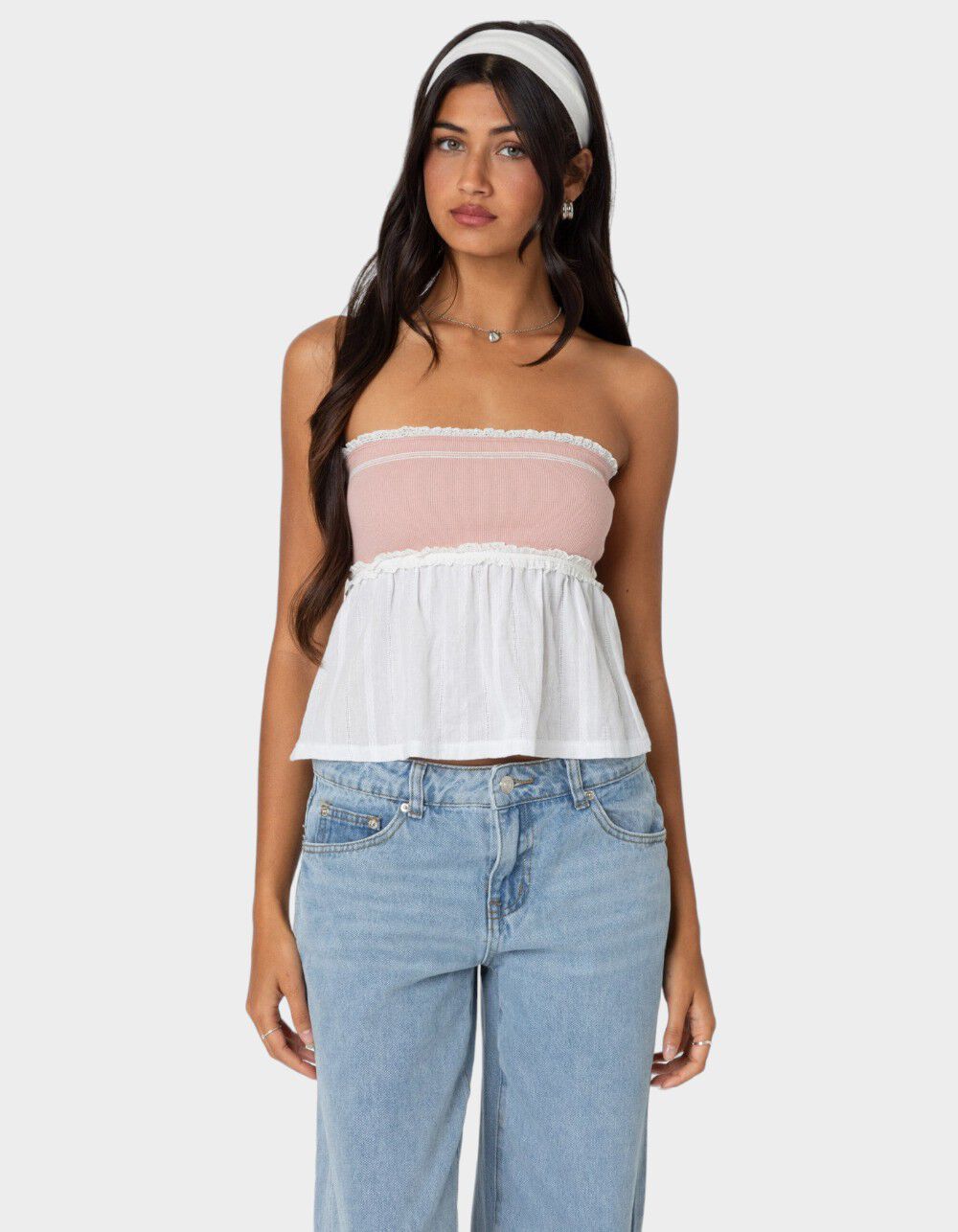 EDIKTED Rena Ribbed Peplum Tube Top - PINK | Tillys EDIKTED Rena Ribbed Peplum Tube Top - PINK | Tillys