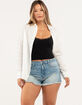 TINSELTOWN Mushroom Embroidered Womens Frayed Denim Shorts image number 1