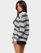 EDIKTED Renya Striped Long Sleeve Polo Top image number 3