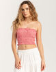 FULL TILT Gingham Smocked Womens Tube Top image number 1