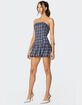 EDIKTED Plaid Strapless Bubble Mini Dress image number 4
