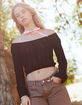 RSQ Womens Linear Stitch Off The Shoulder Sweater image number 1