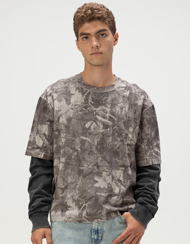 RSQ Mens Long Sleeve Boxy 2fer Tee image number 0
