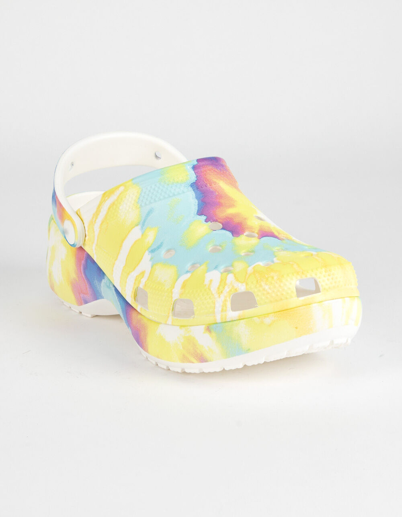 CROCS Classic Platform Tie Dye Graphic Womens Clogs image number 0