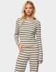 EDIKTED Avalie Striped Ribbed Long Sleeve Tee image number 1