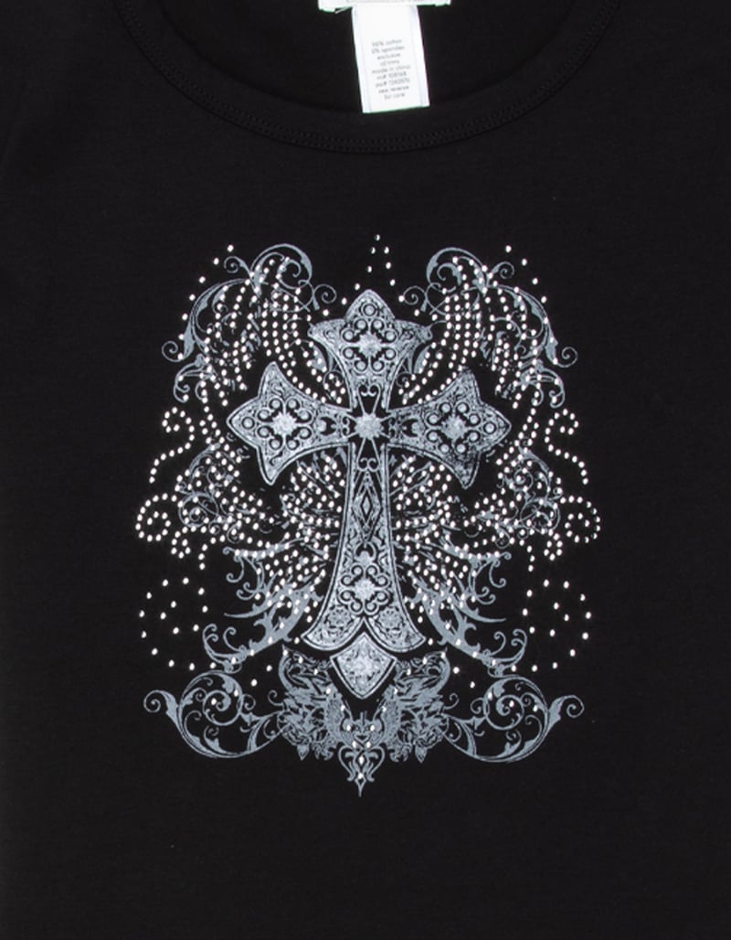 FULL TILT Rhinestone Cross Girls Tee image number 1
