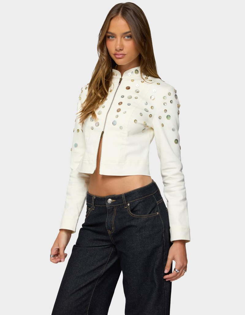 EDIKTED Elira Iridescent Fitted Jacket image number 1