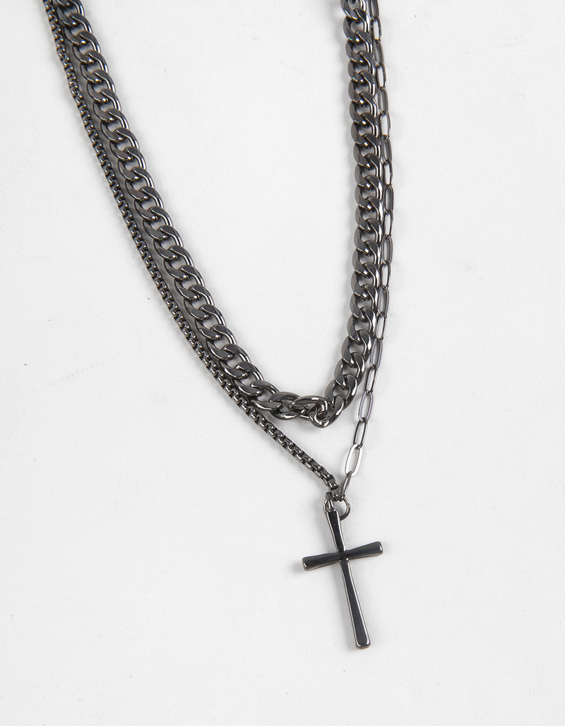 RSQ 2 Piece Cross Chain Necklace image number 1