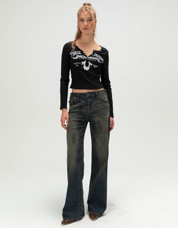 TRUE RELIGION Ribbed V Notch Womens Long Sleeve Tee Alternative Image