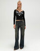 TRUE RELIGION Ribbed V Notch Womens Long Sleeve Tee image number 2