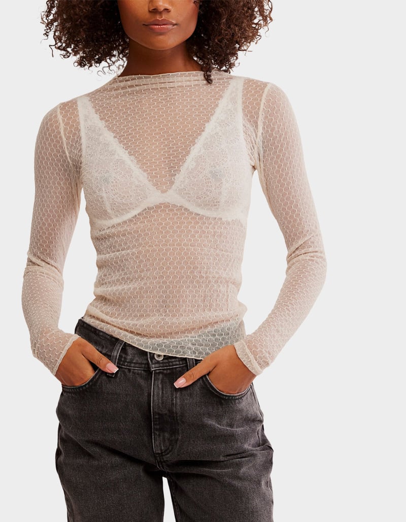 FREE PEOPLE Minding My Business Womens Sheer Long Sleeve Top image number 0