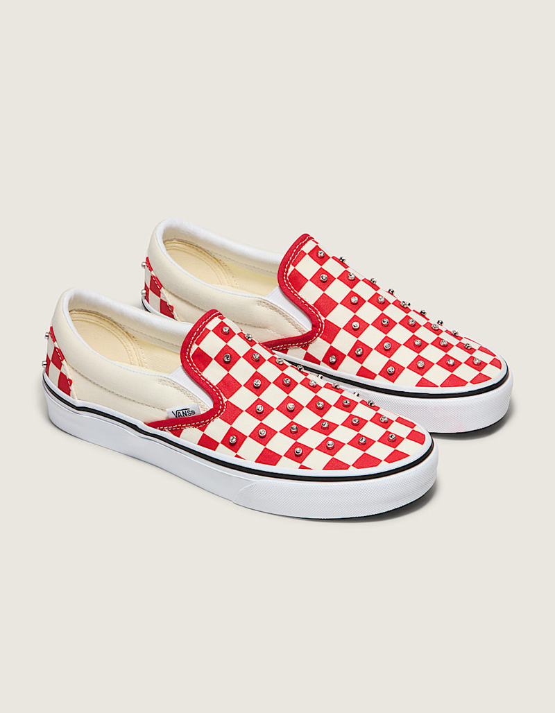 VANS Classic Slip-On Checkerboard Rhinestone Womens Shoes image number 1