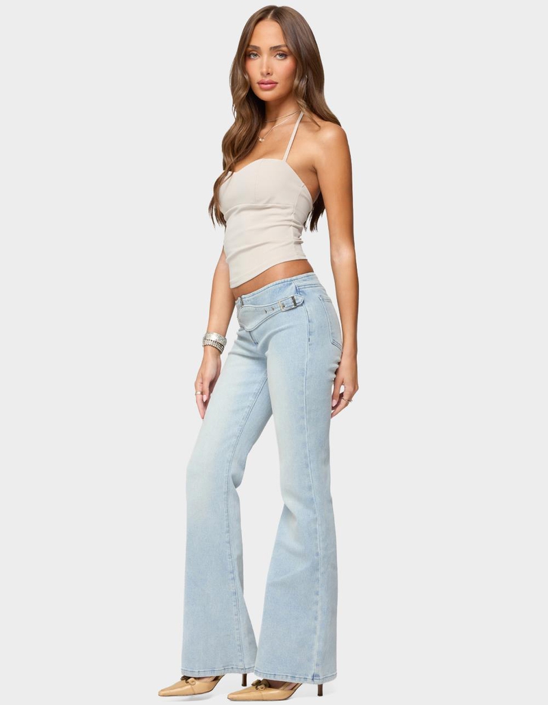 EDIKTED Kenza Belted Low Rise Flared Jeans image number 3