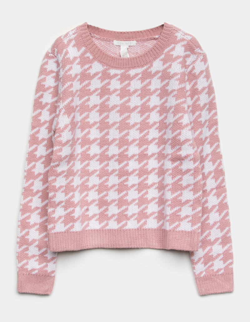 FULL TILT Houndstooth Girls Crew Sweater image number 0