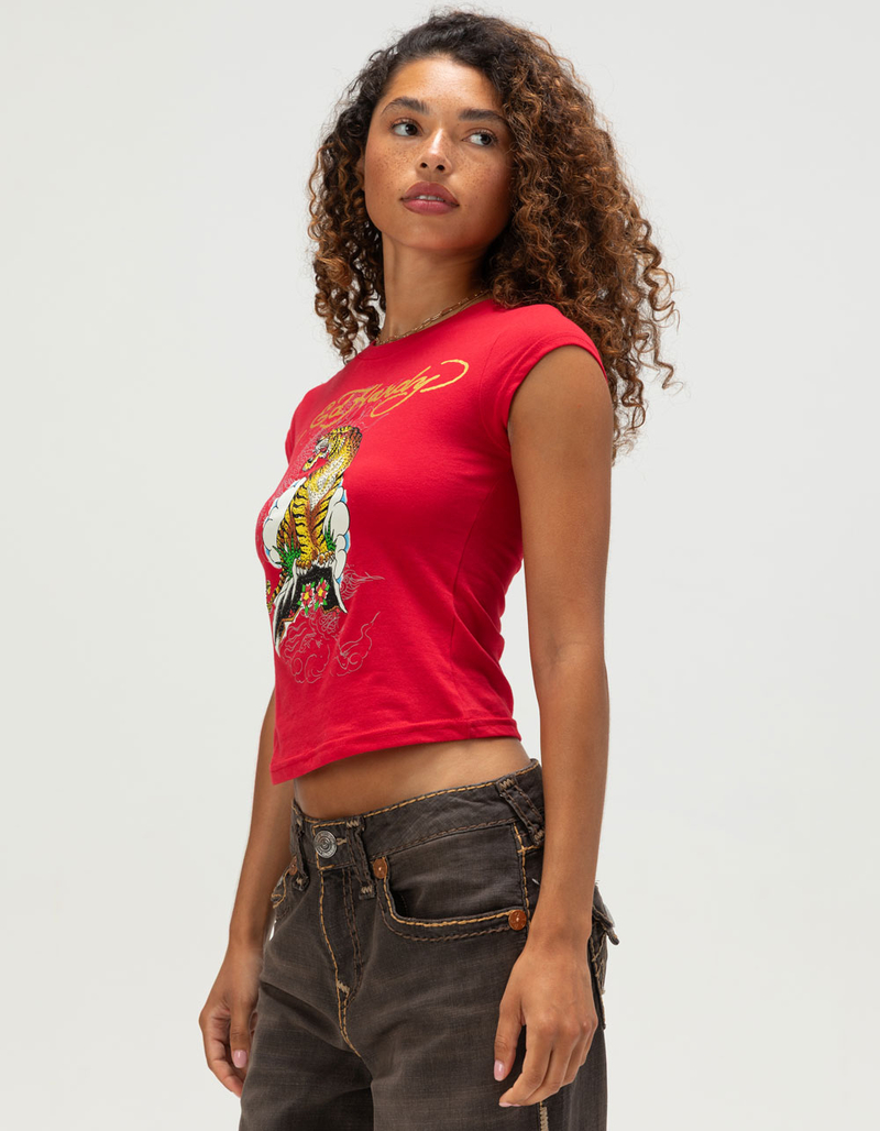 ED HARDY Tiger Mountain Womens Cap Sleeve Tee image number 2