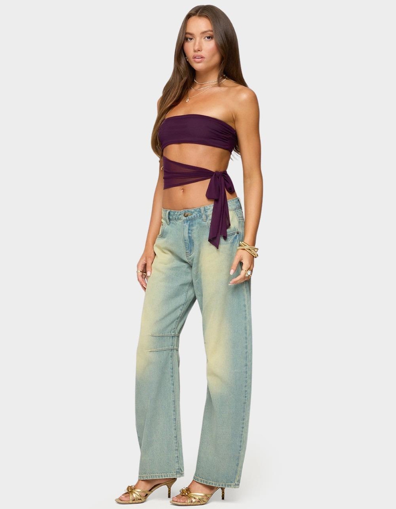 EDIKTED Cayden Low Rise Washed Barrel Jeans image number 3