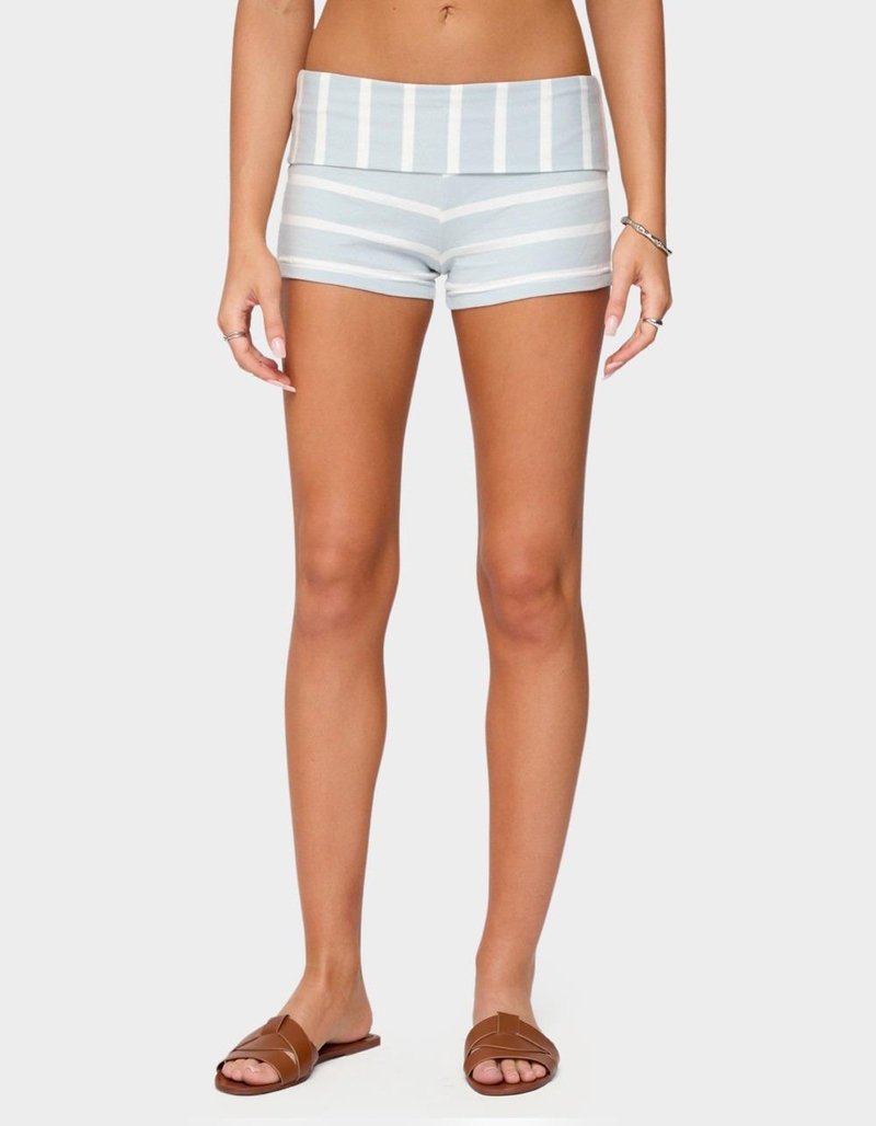 EDIKTED Lorenza Striped Fold Over Shorts image number 0
