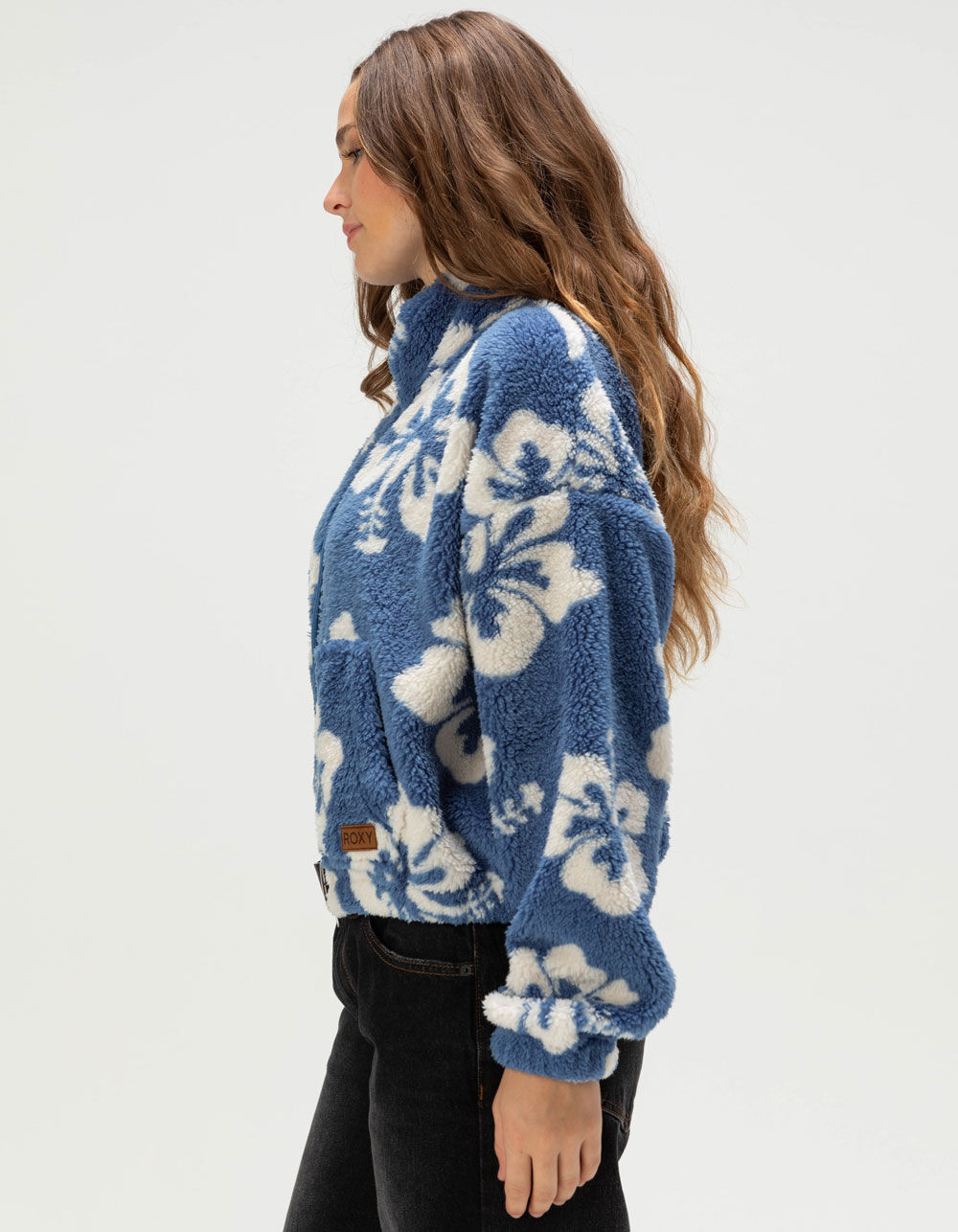 ROXY Cold Surf Womens Zip-Up Sherpa Jacket - BLUE COMBO - L | Tillys